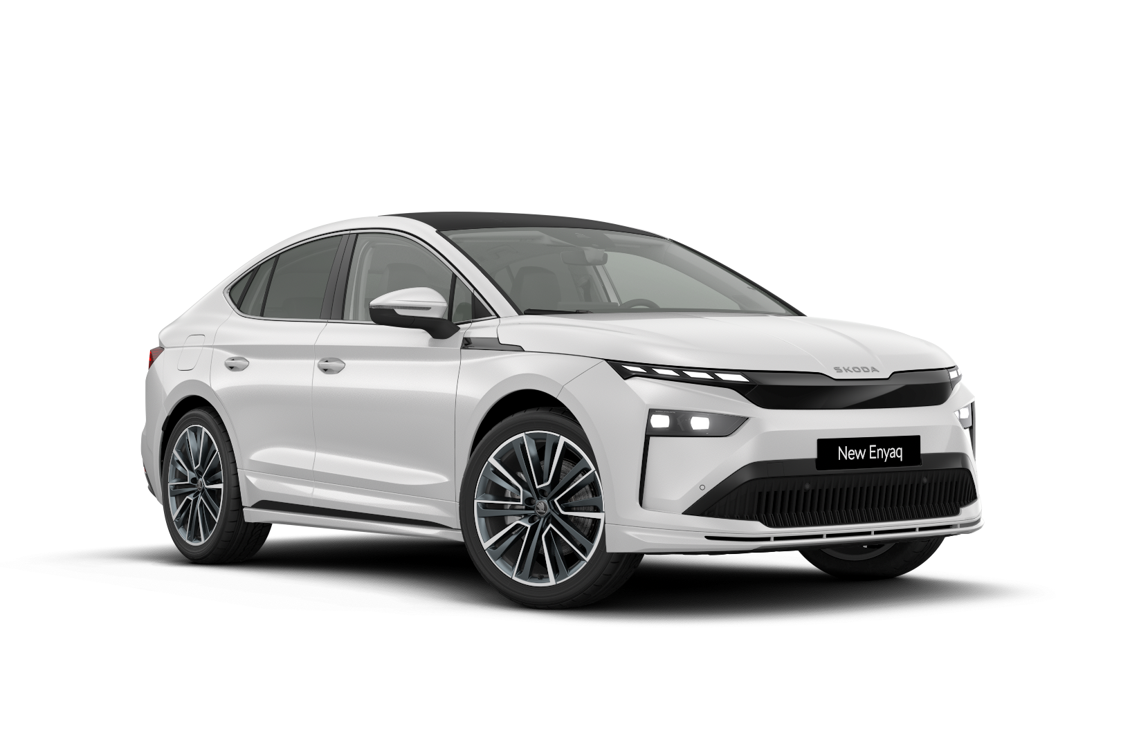 Škoda Enyaq Coupe weiß schräge Frontansicht