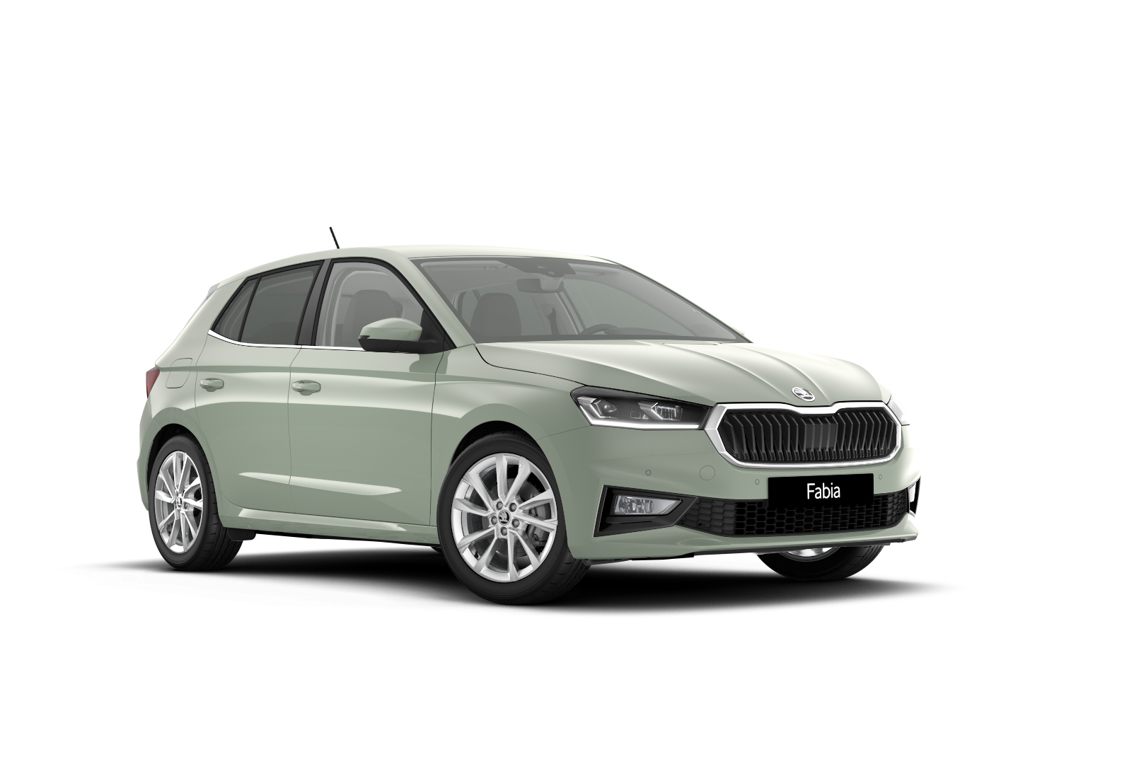 Škoda Fabia grün schräge Frontansicht