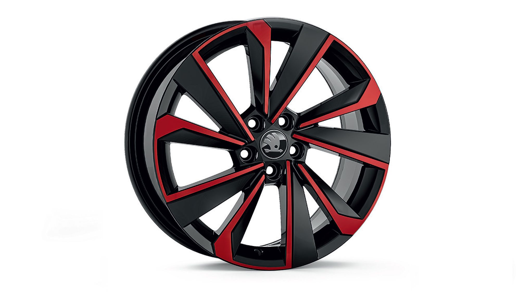 Škoda Leichtmetallfelge Riegel Schwarz Rot