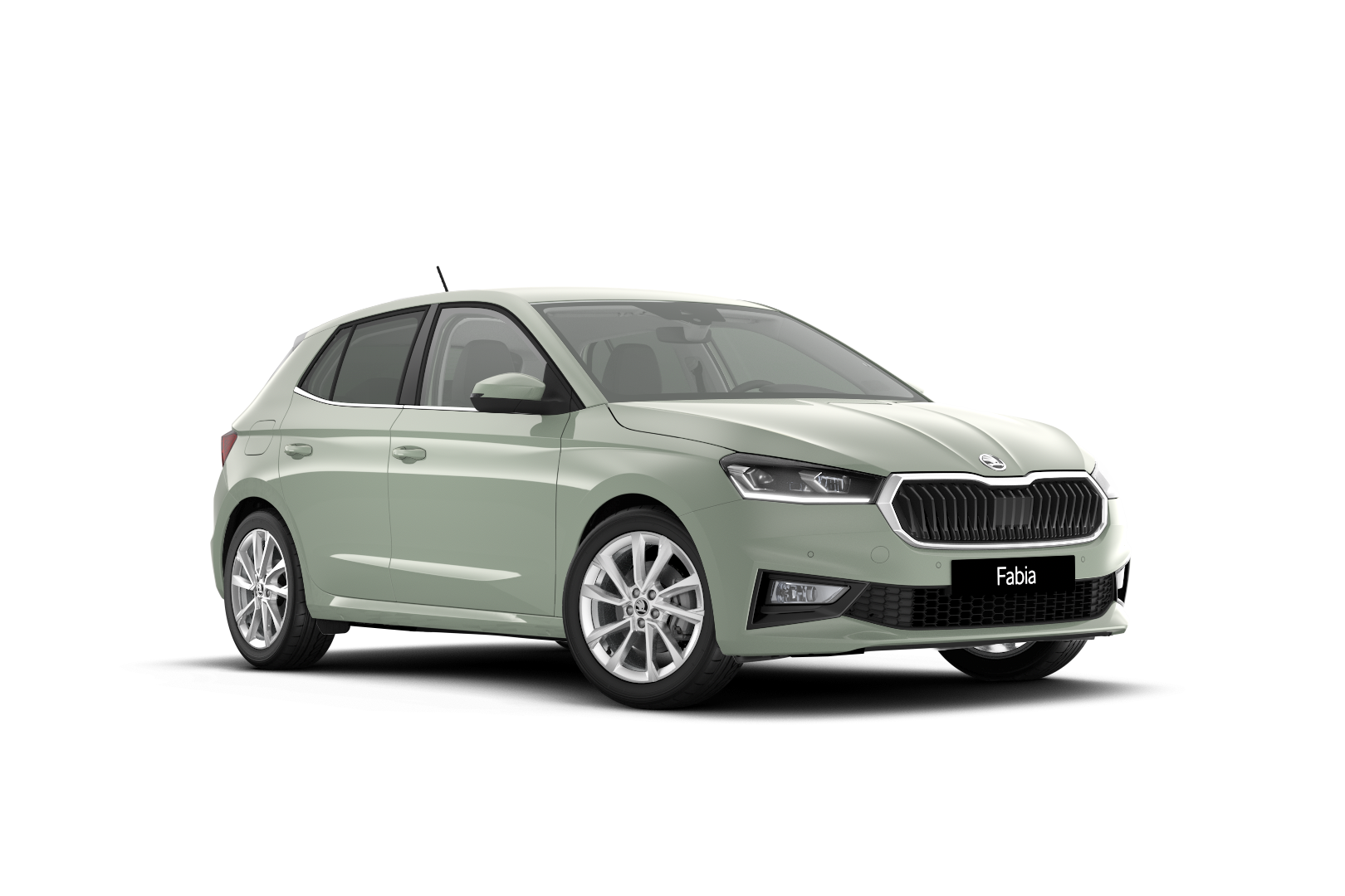 Škoda Fabia grün schräge Frontansicht