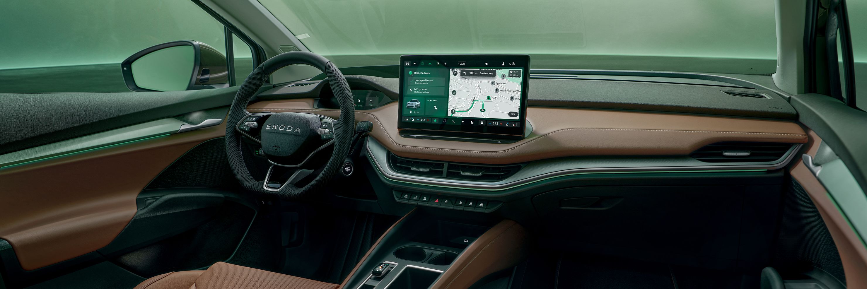 Interieur mit braunem Leder