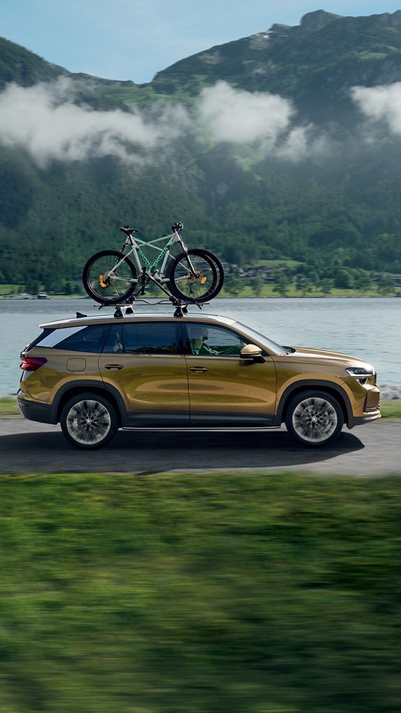 Škoda Kodiaq mit Fahrradträger - Seitenansicht