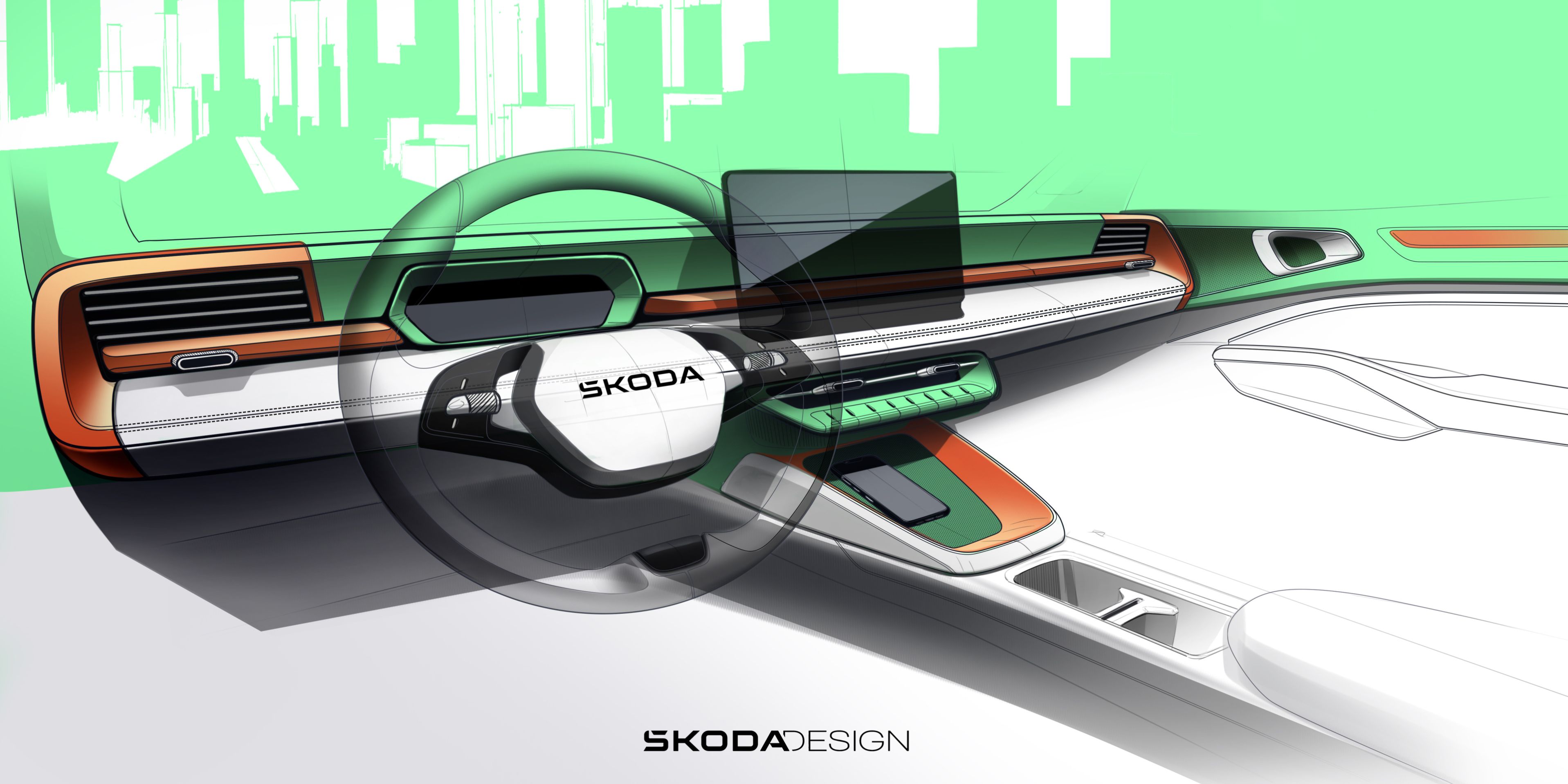 Škoda Epiq Interieur Skizze